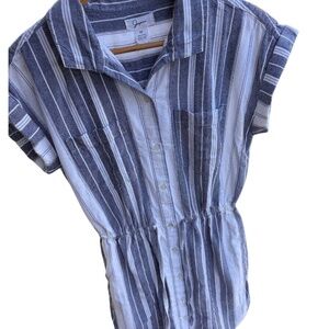 Japna Navy and White Striped Tee Shirt Dress – Size Medium 🤍💙 Button Front
